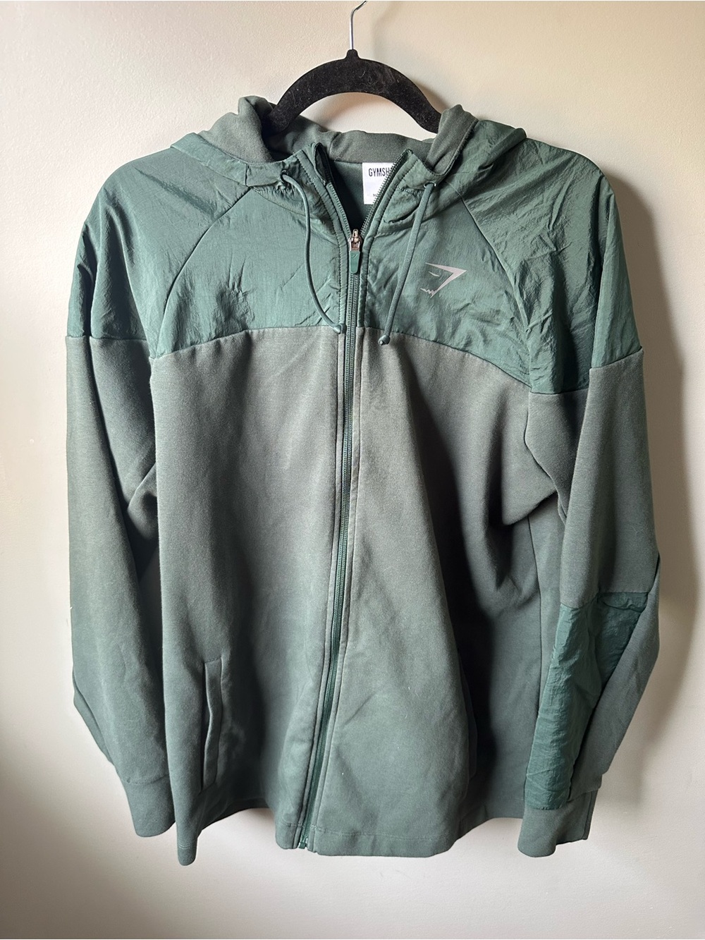 Gymshark Men's Olive Green Lightweight Hooded Jacket